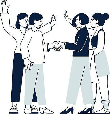 EPS 해외이미지 직업 손 여자 행복 무기 일러스트 회사 비즈니스 관계 함께함 사람 친구 사무실 검은색 우정 거래 인사 업무 연결 동료 추천 환영 인턴쉽 해외202309 해외일러스트 감정 컬러 컨셉 신체부위 예절 작업 파일형식 벡터