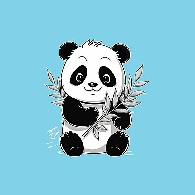 EPS 해외이미지 동물캐릭터 스티커 일러스트 사람없음 귀여움 판다 대나무잎 해외202309 해외일러스트 일러캐릭터 동물 캐릭터 컨셉 잎 곰 파일형식 벡터