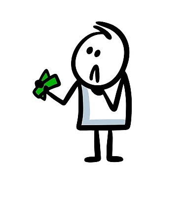 EPS 해외이미지 인물캐릭터 지폐 일러스트 한명 들기 사람 낙서 고민 심플 해외202309 해외일러스트 일러캐릭터 캐릭터 1 감정 돈 모션 파일형식 벡터