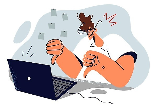 EPS 해외이미지 남자 일러스트 비즈니스 한명 손짓 성인 노트북 엄지손가락 비즈니스맨 거절 부정적 성인남자한명만 안경낌 해외202309 해외일러스트 1 감정 안경 컨셉 손가락 모션 사람 전자제품 직장인 남자한명만 성인남자만 파일형식 벡터