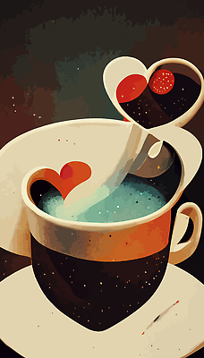 JPG 해외이미지 커피 일러스트 사람없음 카페 하트 빈티지 커피잔 그림 복고 해외202309 해외일러스트 모양 음료 컨셉 잔 상점 파일형식