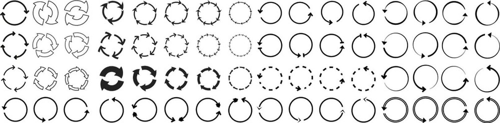 EPS 해외이미지 일러스트 화살 그래픽 세트 웹 원형 고리 목표 수집 사이버 심볼 상쾌 순환 회전 서명 진행 되감기 벡터 반복 리셋 해외202309 해외일러스트 도형 감정 컨셉 인터넷 모션 파일형식