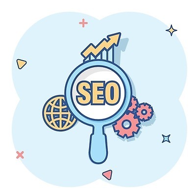 EPS 해외이미지 화살표 하늘색 일러스트 돋보기 그래프 사람없음 반짝임 지구본 심볼 분석 톱니바퀴 심플 해외202309 해외일러스트 컨셉 모션 파란색 파일형식 벡터