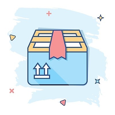 EPS 해외이미지 화살표 하늘색 일러스트 사람없음 반짝임 심볼 택배 심플 테이프 해외202309 해외일러스트 모션 문구용품 파란색 운송업 파일형식 벡터