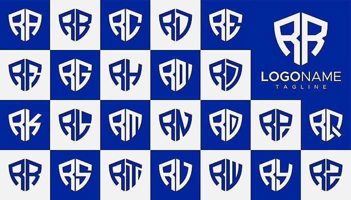 EPS 해외이미지 템플릿 디자인 일러스트 타이포그라피 그래픽 세트 방어 보호 편지 수집 심볼 보따리 군용 보안 심플 육군 방패 R 레터링 벡터 브랜딩 해외202309 해외일러스트 문자 알파벳 컨셉 군대 어류 안전 파일형식