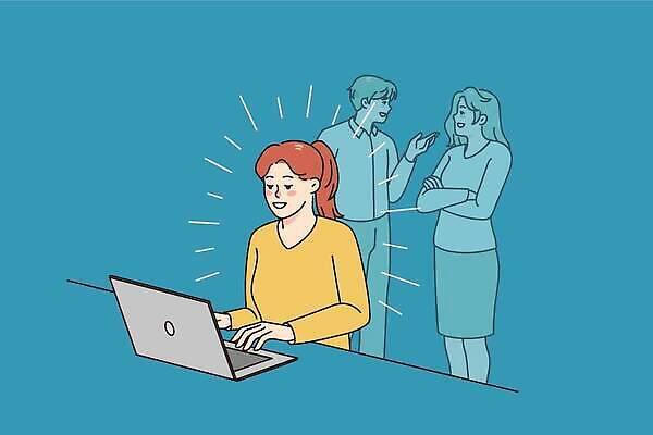 EPS 해외이미지 직업 캐릭터 여자 백그라운드 인터넷 일러스트 비즈니스 성공 노동자 주택 직장 말하기 사람 성인 노트북 컴퓨터 사무실 업무 자신감 네트워크 만화 종업원 책상 동료 그림 바쁨 윤곽 멀리 온라인 소셜 프리랜서 벡터 자극 해외202309 해외일러스트 일러캐릭터 감정 가구 컨셉 회사 관계 모션 건물 전자제품 작업 파일형식