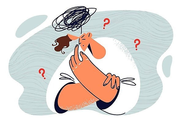 EPS 해외이미지 남자 컨셉 생각 일러스트 건강 한명 성인 머리 물음표 오픈 불안 걱정 건망증 혼란 성인남자한명만 해외202309 해외일러스트 1 기호 감정 사람 신체부위 질병 남자한명만 성인남자만 파일형식 벡터