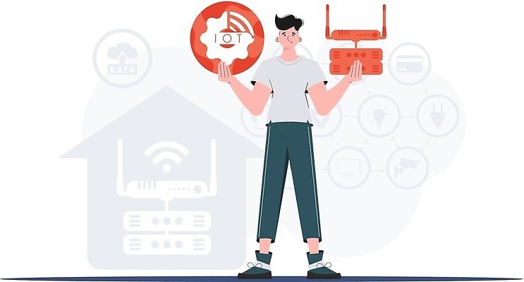 EPS 해외이미지 전신 남자 일러스트 한명 들기 성인 원형 톱니바퀴 와이파이 사물인터넷 성인남자한명만 해외202309 해외일러스트 도형 1 모션 정보기술 사람 무선인터넷 남자한명만 성인남자만 파일형식 벡터