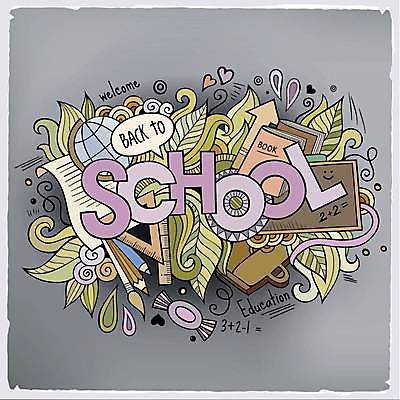 EPS 해외이미지 일러스트 학교 사탕 사람없음 책 연필 지구본 칠판 붓 낙서 가득함 삼각자 레터링 해외202309 해외일러스트 교육 학용품 디저트 자 필기구 파일형식 벡터