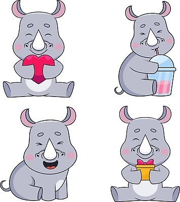 EPS 해외이미지 동물 행복 감정 음료 스티커 일러스트 휴가 선물 사랑 웃음 앉기 컵 세트 상자 놀람 기쁨 낭만 마시기 표현 잡기 칵테일 작음 만화 수집 코믹 손그림 코뿔소 스무디 해외202309 해외일러스트 식기 컨셉 포유류 모션 주류 표정 크기 파일형식 벡터