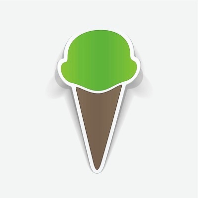 EPS 해외이미지 스티커 일러스트 아이스크림 사람없음 초록색 아이스크림콘 해외202309 해외일러스트 컬러 디저트 콘 파일형식 벡터