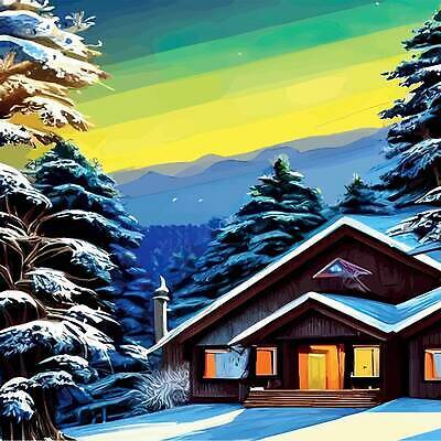 EPS 해외이미지 나무 겨울 일러스트 주택 사람없음 설원 추위 눈 숲 해외202309 해외일러스트 자연요소 식물 계절 날씨 눈_날씨 건물 파일형식 벡터