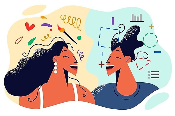 EPS 해외이미지 여자 남자 일러스트 비즈니스 아이디어 웃음 성인 두명 비즈니스맨 비즈니스우먼 시너지 성인만 해외202309 해외일러스트 컨셉 표정 사람 직장인 파일형식 벡터