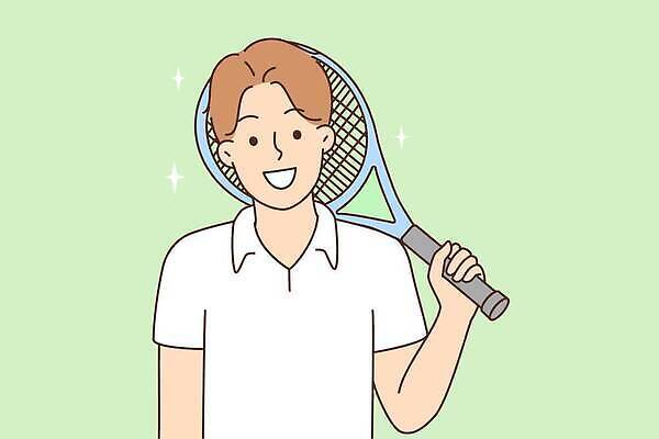 EPS 해외이미지 남자 스포츠 일러스트 한명 상반신 성인 취미 운동 건강관리 테니스 테니스라켓 성인남자한명만 해외202309 해외일러스트 1 건강 관리 사람 구기 라켓 남자한명만 성인남자만 파일형식 벡터