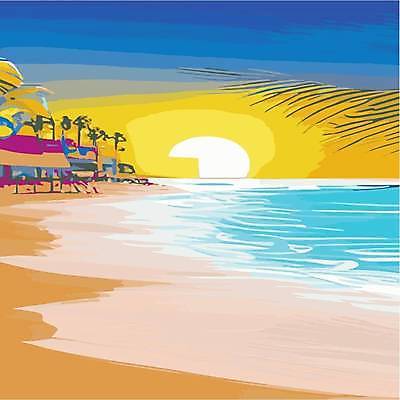 EPS 해외이미지 바다 일러스트 해변 사람없음 야자수 태양 노을 해외202309 해외일러스트 자연요소 나무 파일형식 벡터