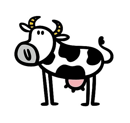 EPS 해외이미지 일러스트 사람없음 낙서 젖소 심플 소캐릭터 해외202309 해외일러스트 동물캐릭터 소 파일형식 벡터