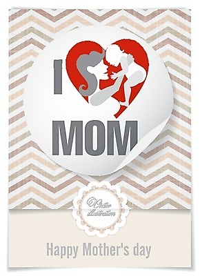 EPS 해외이미지 여자 행복 일러스트 가족 기념 사랑 성인 두명 하트 축하 아기 엽서 어머니의날 해외202004 해외일러스트 모양 기념일 감정 컨셉 관계 사람 편지 미국문화 파일형식 벡터