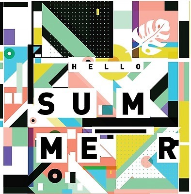 EPS 해외이미지 도형 디자인 포스터 백그라운드 패턴 일러스트 나뭇잎 타이포그라피 사람없음 컬러풀 화려 기하학 멤피스디자인 해외202309 해외일러스트 문자 컬러 컨셉 잎 무늬 파일형식 벡터