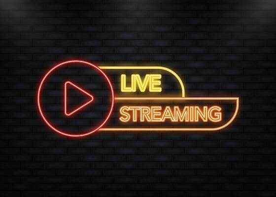 EPS 해외이미지 배너 일러스트 타이포그라피 사람없음 화려 심볼 네온 라이브 스트리밍 해외202309 해외일러스트 문자 컨셉 방송 파일형식 벡터