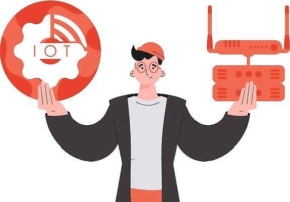 EPS 해외이미지 남자 일러스트 한명 들기 상반신 성인 원형 톱니바퀴 와이파이 사물인터넷 성인남자한명만 안경낌 해외202309 해외일러스트 도형 1 안경 모션 정보기술 사람 무선인터넷 남자한명만 성인남자만 파일형식 벡터