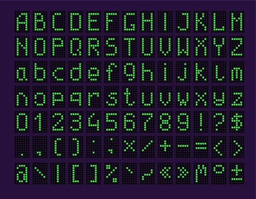 EPS 해외이미지 템플릿 디자인 배너 알파벳 포스터 시계 백그라운드 컨셉 일러스트 전구 텍스트 탁자 미술 그래픽 초록색 빛 세트 숫자 라벨 디지털 스크린 모니터 검은색 정보 시간 판넬 점 메시지 공항 지시 만화 편지 수집 사인 전자 점수 타입 고립 엘리먼트 터미널 픽셀 주도 벡터 해외202309 해외일러스트 문자 영어 컬러 가구 교통시설 모션 문화예술 프레임 컴퓨터 예절 파일형식