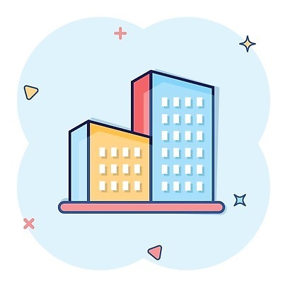 EPS 해외이미지 하늘색 일러스트 사람없음 건물 반짝임 심볼 심플 해외202309 해외일러스트 건축물 모션 파란색 파일형식 벡터