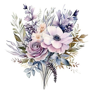 JPG 해외이미지 식물 부케 일러스트 사람없음 연보라색 해외202309 해외일러스트 꽃다발 보라색 파일형식
