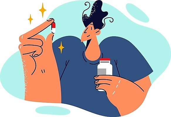 EPS 해외이미지 남자 일러스트 건강 한명 들기 성인 알약 약병 영양제 성인남자한명만 해외202309 해외일러스트 1 모션 사람 약 병_담는 남자한명만 성인남자만 파일형식 벡터