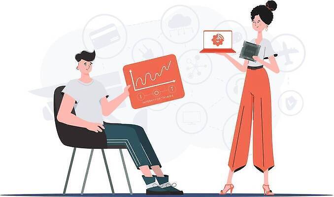 EPS 해외이미지 전신 여자 남자 의자 일러스트 협력 들기 앉기 성인 두명 노트북 사물인터넷 성인만 해외202309 해외일러스트 가구 모션 정보기술 사람 전자제품 파일형식 벡터