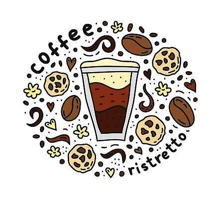 EPS 해외이미지 커피 일러스트 디저트 사람없음 갈색 낙서 커피잔 해외202309 해외일러스트 음료 음식 컬러 잔 파일형식 벡터