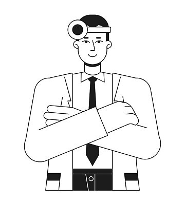 EPS 해외이미지 남자 일러스트 건강 한명 성인 치료 팔짱 진료 의사 연구원 성인남자한명만 해외202309 해외일러스트 직업 1 의학 모션 사람 의료진 남자한명만 성인남자만 파일형식 벡터