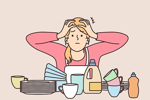 EPS 해외이미지 그릇 접시 여자 일러스트 스트레스 피곤 한명 상반신 성인 컵 찡그림 설거지 주부 두통 주방세제 성인여자한명만 해외202309 해외일러스트 1 식기 컨셉 가사 표정 사람 질병 세제 여자한명만 성인여자만 파일형식 벡터