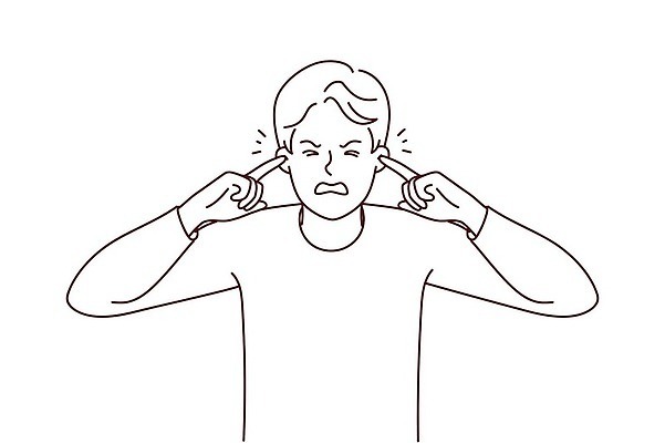 EPS 해외이미지 남자 일러스트 스트레스 한명 성인 찡그림 귀막기 시끄러움 성인남자한명만 해외202309 해외일러스트 1 표정 사람 손짓 남자한명만 성인남자만 파일형식 벡터