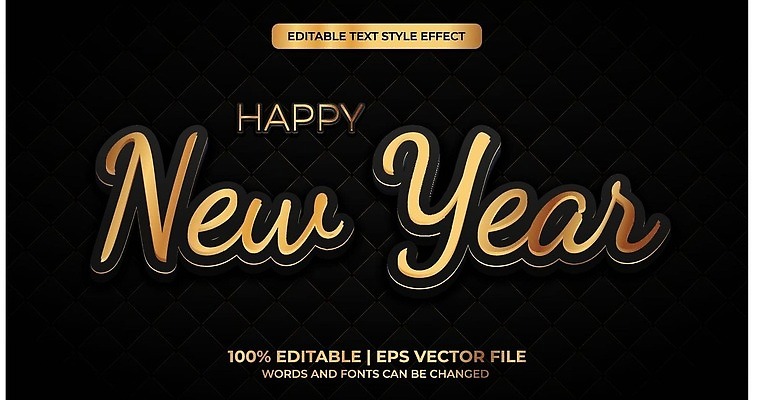 EPS 해외이미지 디자인 일러스트 텍스트 타이포그라피 사람없음 해피뉴이어 레터링 해외202309 해외일러스트 문자 새해인사 파일형식 벡터