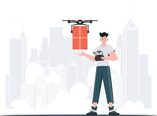 EPS 해외이미지 전신 남자 일러스트 미래 한명 들기 손짓 성인 화물 스마트 배송 택배상자 로봇산업 드론 조종장치 성인남자한명만 해외202309 해외일러스트 1 산업 컨셉 모션 사람 상자 장비 운송업 로봇 택배 남자한명만 성인남자만 파일형식 벡터