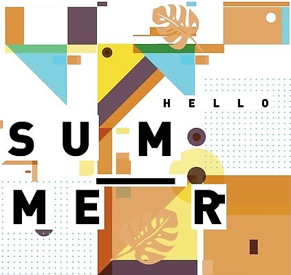 EPS 해외이미지 도형 디자인 포스터 백그라운드 패턴 일러스트 나뭇잎 타이포그라피 사람없음 컬러풀 화려 기하학 멤피스디자인 해외202309 해외일러스트 문자 컬러 컨셉 잎 무늬 파일형식 벡터