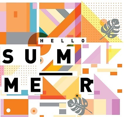 EPS 해외이미지 도형 디자인 포스터 백그라운드 패턴 일러스트 나뭇잎 타이포그라피 사람없음 컬러풀 화려 기하학 멤피스디자인 해외202309 해외일러스트 문자 컬러 컨셉 잎 무늬 파일형식 벡터