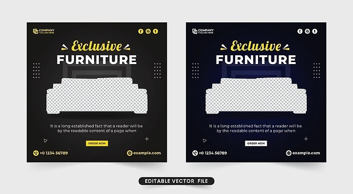 EPS 해외이미지 템플릿 배너 포스터 가구 의자 일러스트 비즈니스 검은배경 소파 세일 상점 디지털 기계 레이아웃 승진 마케팅 소셜미디어 벡터 미니멀리스트 제의 해외202309 해외일러스트 생활용품 백그라운드 검은색 파일형식