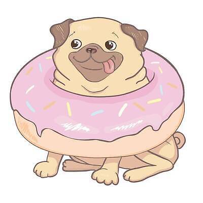 EPS 해외이미지 한마리 분홍색 일러스트 사람없음 도넛 강아지 해외202309 해외일러스트 1 컬러 디저트 반려동물 개 파일형식 벡터