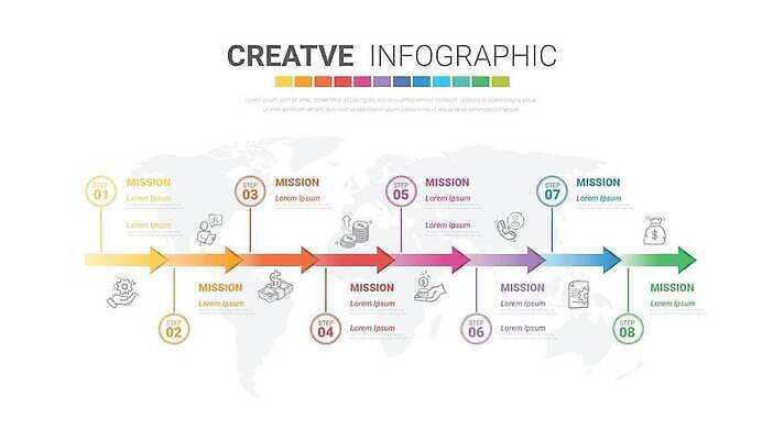 EPS 해외이미지 화살표 일러스트 비즈니스 사람없음 컬러풀 인포그래픽 단계 월 해외202309 미션 해외일러스트 컬러 날짜 파일형식 벡터