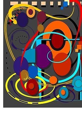 EPS 해외이미지 모양 디자인 선 컬러 백그라운드 패턴 오렌지 일러스트 추상 미술 장식 파란색 컬러풀 갈색 노란색 원형 기하학 구성 스타일 벡터 해외202309 해외일러스트 도형 무늬 과일 문화예술 파일형식