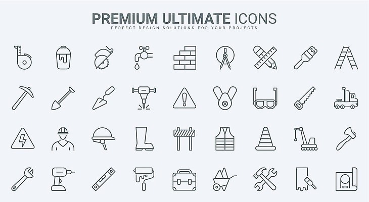 EPS 해외이미지 편집 디자인 선 일러스트 사다리 벽돌 주택 부츠 내부 건물 물 세트 픽토그램 페인트 수레 장비 도구 스패너 붓 업무 수리 떨어짐 보호 망치 헬멧 위험 모종삽 양동이 심볼 측정 기중기 사인 윤곽 테이프 롤러 룰렛 DIY 건축업자 송곳 얇은 타격 공급 벡터 해외202309 해외일러스트 자연요소 건축물 건축 신발 컨셉 모션 문구용품 취미 카트 게임 공구 작업 중장비 보호장비 삽 파일형식