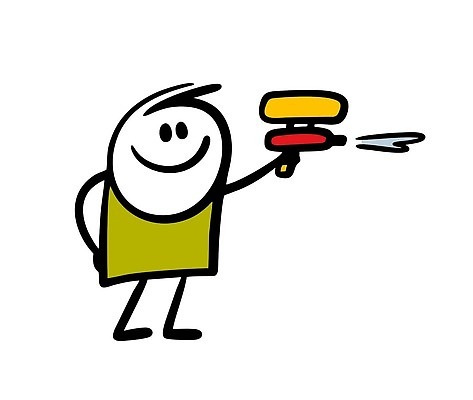 EPS 해외이미지 인물캐릭터 일러스트 한명 들기 사람 낙서 발사 심플 물총 해외202309 해외일러스트 일러캐릭터 캐릭터 1 모션 파일형식 벡터