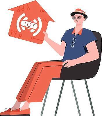 EPS 해외이미지 전신 남자 의자 일러스트 한명 들기 앉기 성인 선글라스 사물인터넷 성인남자한명만 집모양 해외202309 해외일러스트 모양 1 안경 가구 모션 정보기술 사람 남자한명만 성인남자만 파일형식 벡터