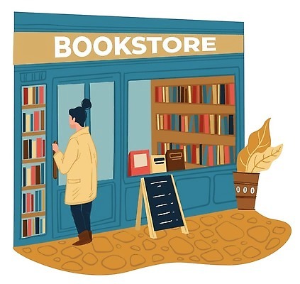 EPS 해외이미지 여자 일러스트 책장 한명 성인 책 쇼핑 서점 성인여자한명만 해외202309 해외일러스트 1 가구 사람 상점 여자한명만 성인여자만 파일형식 벡터