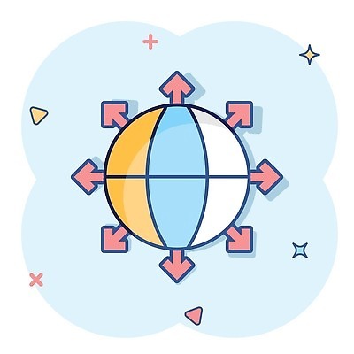 EPS 해외이미지 화살표 하늘색 일러스트 사람없음 반짝임 지구본 심볼 심플 해외202309 해외일러스트 모션 파란색 파일형식 벡터