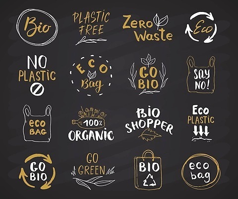 EPS 해외이미지 손글씨 잎 일러스트 캘리그라피 검은배경 비닐봉투 타이포그라피 사람없음 장식 쇼핑백 재활용 금지 에코 친환경 유기농 손그림 페트병 바이오 에코백 강조 노플라스틱 해외202309 해외일러스트 식물 문자 웰빙 백그라운드 가방 봉투 환경 검은색 병_담는 파일형식 벡터 제로웨이스트