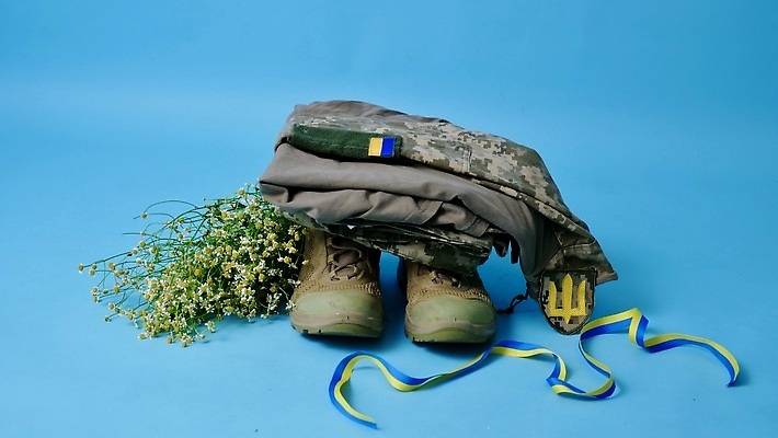 포토 JPG 해외이미지 옷 꽃 리본 신발 스티커 유니폼 부츠 사람없음 깃발 심볼 군용 데이지 전쟁 파란배경 병정 고립 필승 해외202309 해외포토 식물 백그라운드 군대 파란색 우승 파일형식