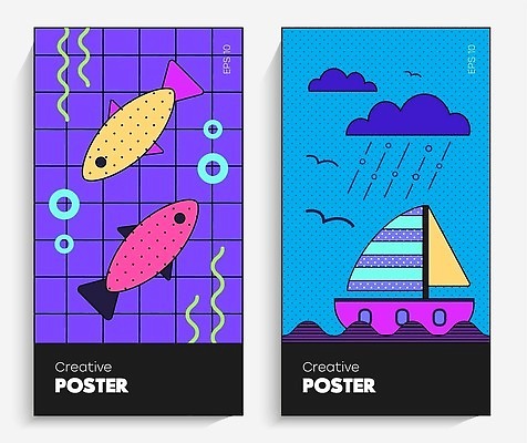 EPS 해외이미지 디자인 배너 포스터 패턴 일러스트 추상 사람없음 그래픽 컬러풀 화려 기하학 멤피스디자인 해외202309 해외일러스트 컬러 컨셉 무늬 파일형식 벡터