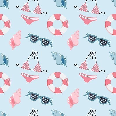 EPS 해외이미지 디자인 수영복 꽃 바다 여행 백그라운드 패턴 과일 일러스트 벽지 휴가 조개 불가사리 손바닥 장식 여름 비키니 컬러풀 선글라스 야자수 태양 뷰티 유행 직물 인쇄 만화 천 질감 구명용품 이국적 벡터 반복 해외202309 해외일러스트 자연요소 나무 식물 손 옷 계절 안경 컬러 무늬 어패류 극피동물 안전장비 파일형식